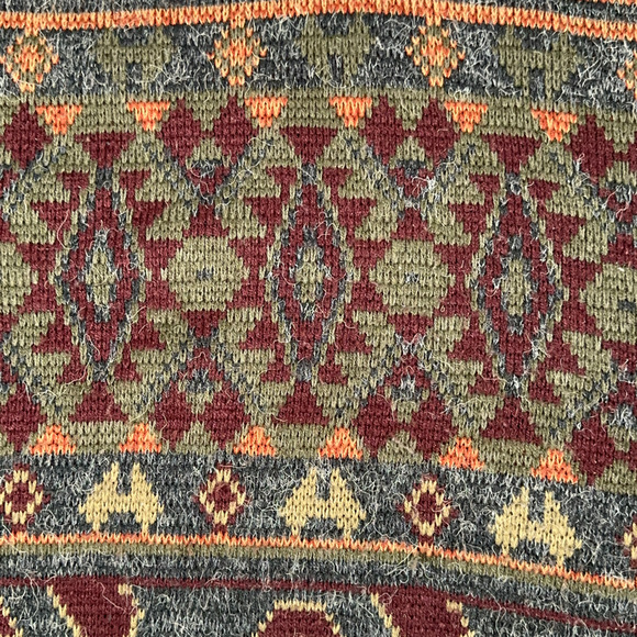 Vintage Sears Sweater Adult EXTRA LARGE Gray Aztec Geometric Tribal Knit Dad 90s - Picture 4 of 7